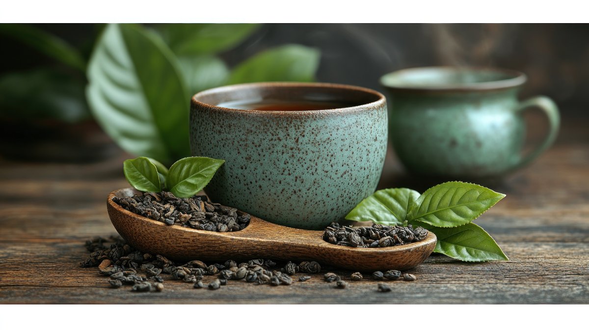 ชาไม่มีคาเฟอีนอยู่ในถ้วยชา